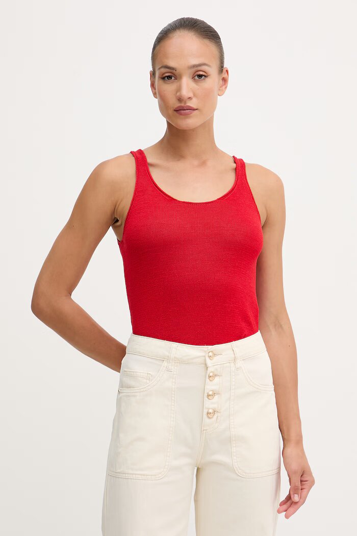 United Colors of Benetton топ дамски с лен червен 1MMXDH01M