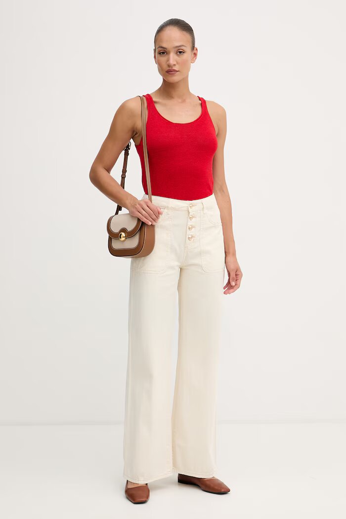 United Colors of Benetton топ дамски с лен червен 1MMXDH01M