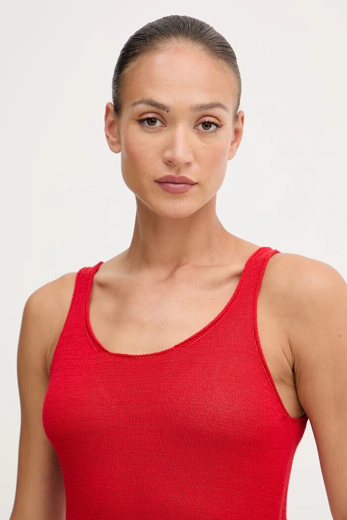 United Colors of Benetton топ дамски с лен червен 1MMXDH01M