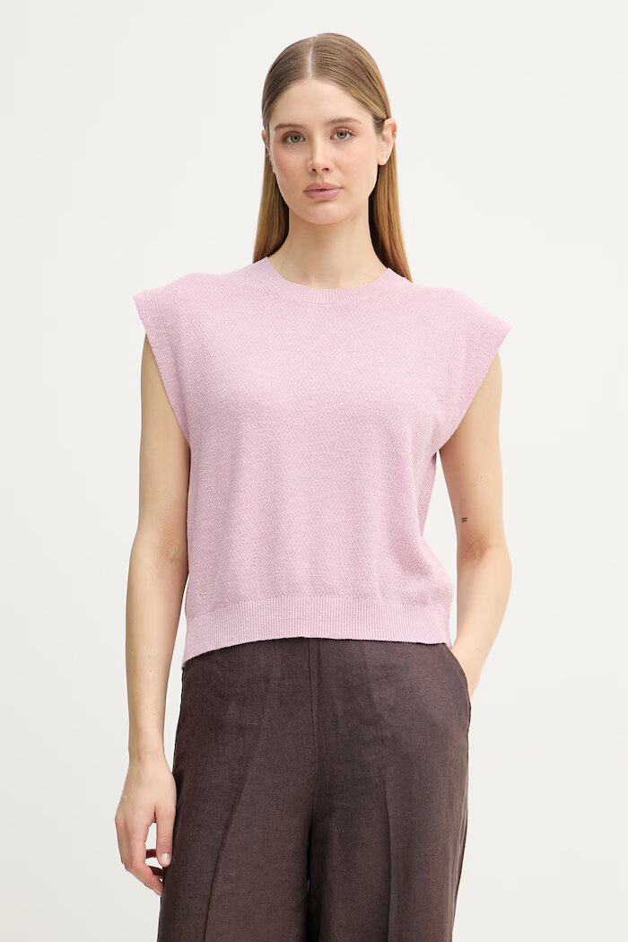 United Colors of Benetton топ дамски с лен розов 1DC3D10GT