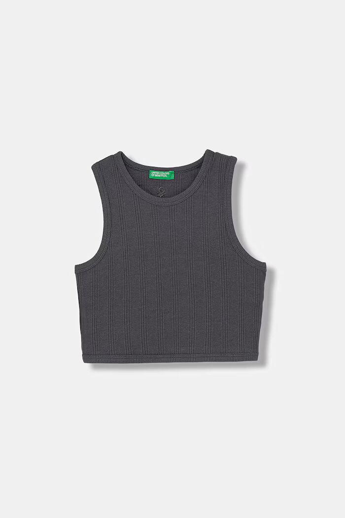 United Colors of Benetton топ за деца от памук с еластан сив 3S2UCH025