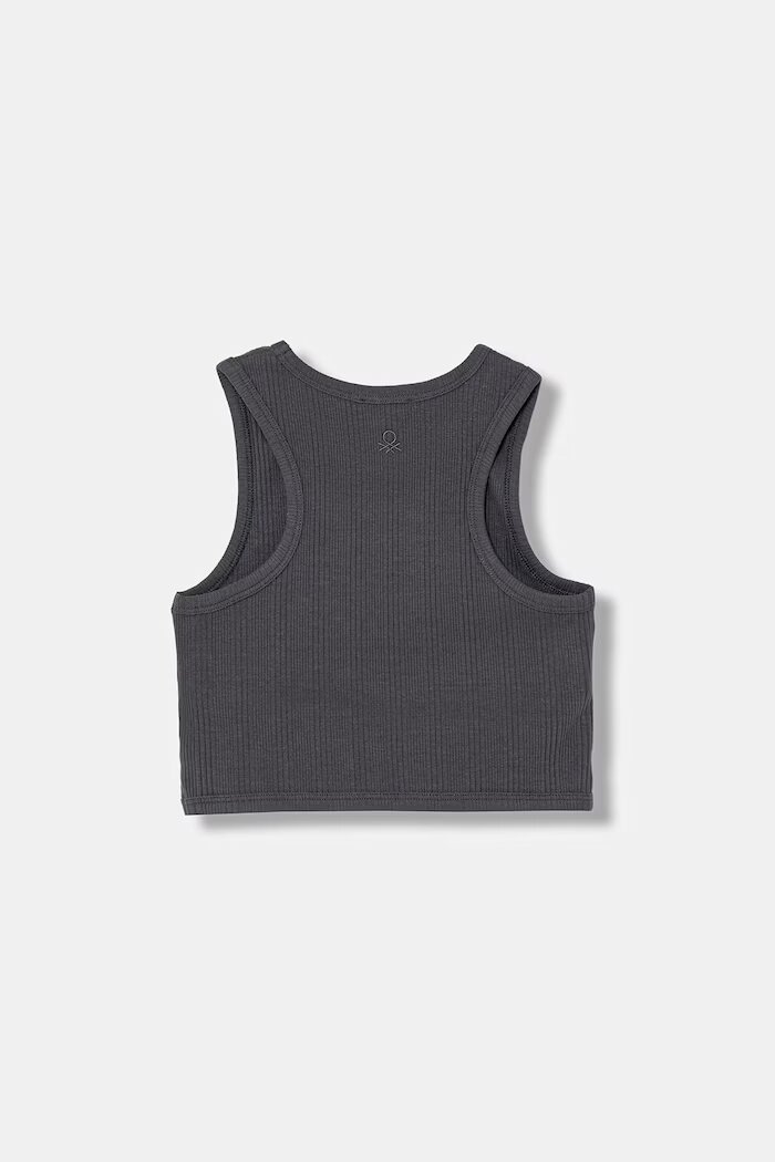 United Colors of Benetton топ за деца от памук с еластан сив 3S2UCH025