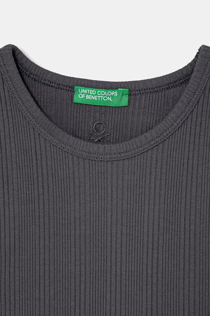 United Colors of Benetton топ за деца от памук с еластан сив 3S2UCH025