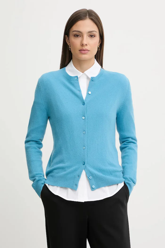 United Colors of Benetton жилетка дамска от вълна синя 1002D5485