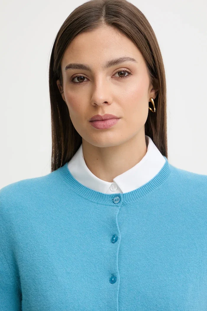 United Colors of Benetton жилетка дамска от вълна синя 1002D5485