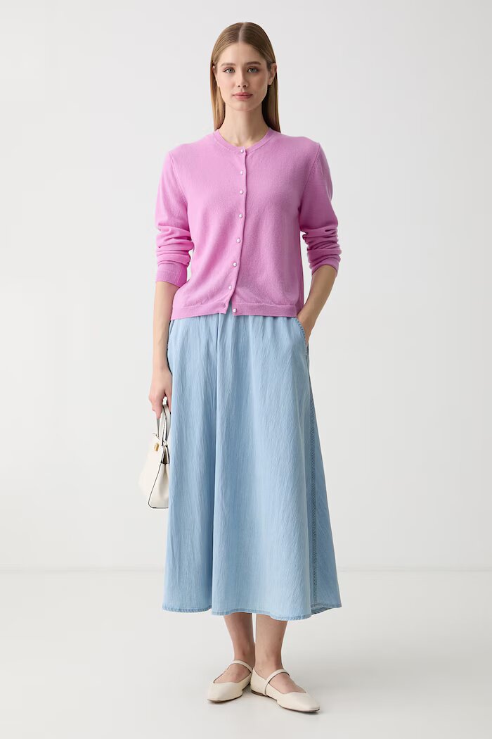 United Colors of Benetton жилетка дамска от вълна виолетова 1002D501U
