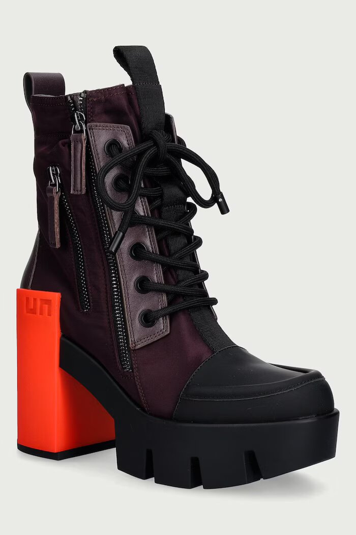 United Nude боти с дебел ток дамски Grip Cap Mid бордо 11031993201