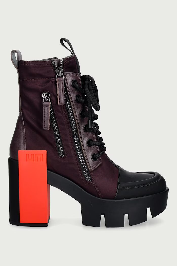 United Nude боти с дебел ток дамски Grip Cap Mid бордо 11031993201