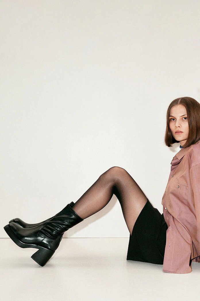 Vagabond Shoemakers Боти Brooke дамски в черно с висок ток