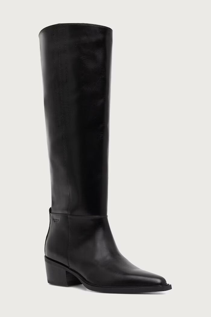 Vagabond Shoemakers ботуши под коляното с нисък ток дамски от кожа KELSEY черни 6210-201-20