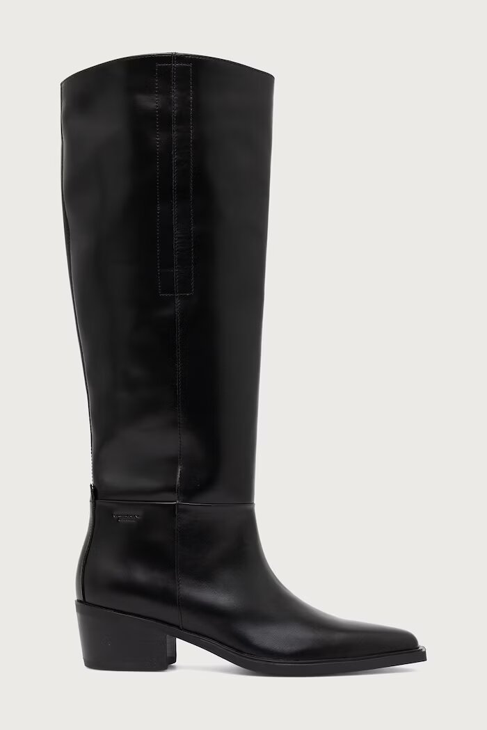 Vagabond Shoemakers ботуши под коляното с нисък ток дамски от кожа KELSEY черни 6210-201-20