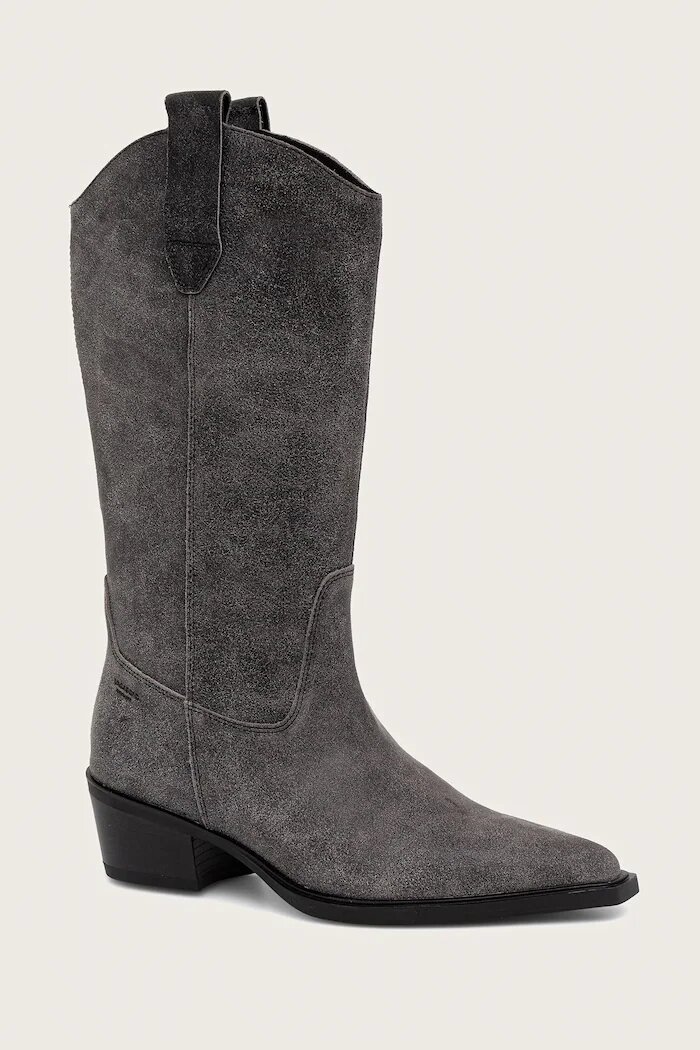 Vagabond Shoemakers каубойски ботуши с дебел ток дамски от кожа KELSEY сиви 6110-007-21