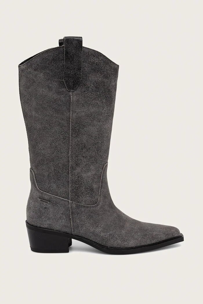 Vagabond Shoemakers каубойски ботуши с дебел ток дамски от кожа KELSEY сиви 6110-007-21