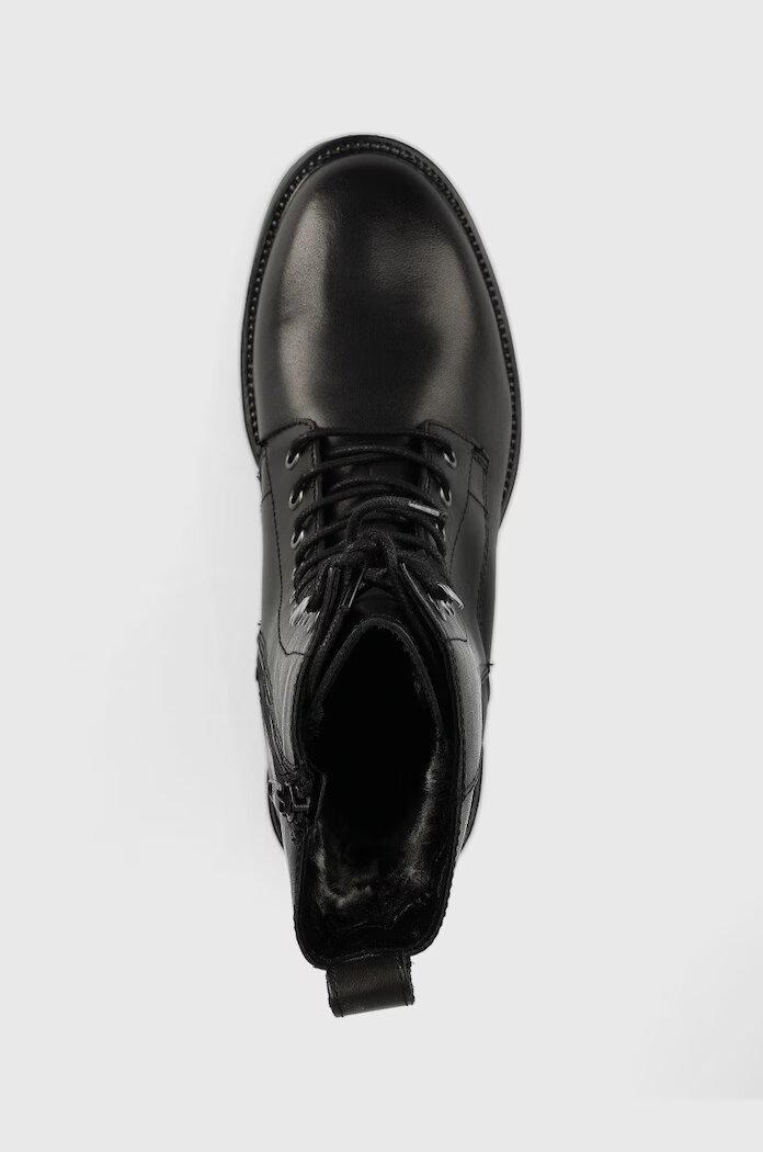 Vagabond Shoemakers Кожени кубинки Kenova в черно с равна подметка с изолация