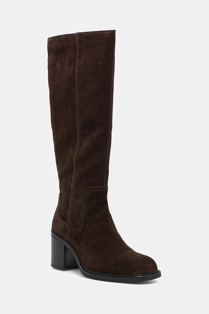 Vagabond Shoemakers Велурени ботуши MERYL в кафяво с дебел ток 6047-040-31