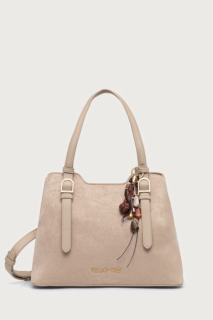 Valentino Bags чанта crossbody дамска от имитация на велур WINNIE WINTER бежова VBSABH01