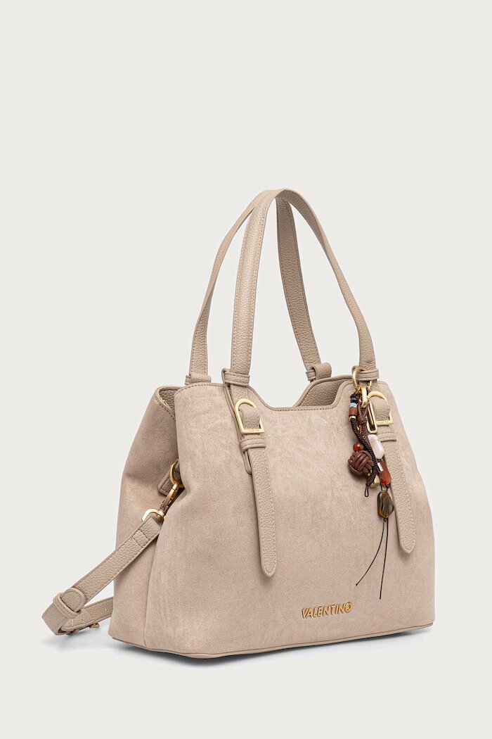 Valentino Bags чанта crossbody дамска от имитация на велур WINNIE WINTER бежова VBSABH01