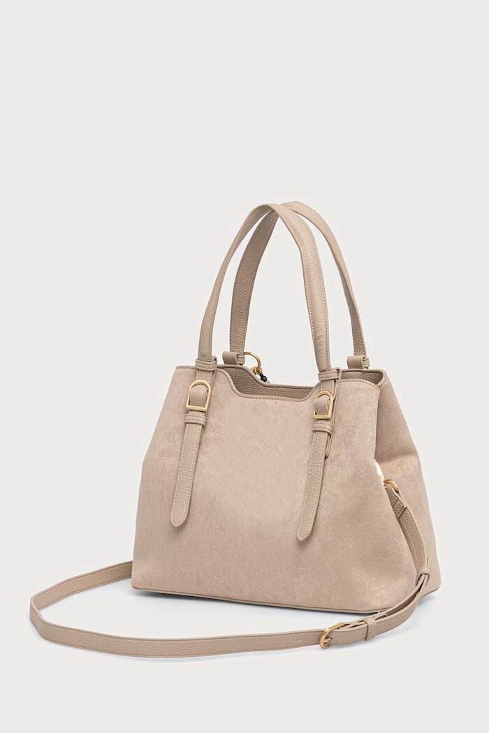 Valentino Bags чанта crossbody дамска от имитация на велур WINNIE WINTER бежова VBSABH01