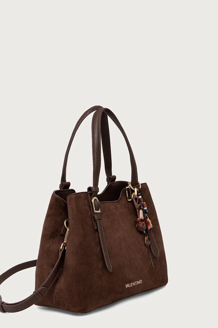 Valentino Bags чанта crossbody дамска от имитация на велур WINNIE WINTER кафява VBSABH01