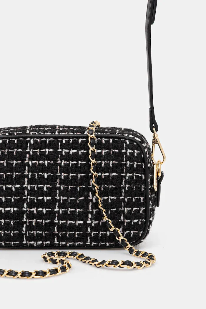 Valentino Bags Чанта TWEED в черно VBS9JP51
