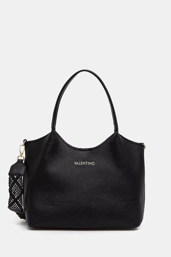 Valentino Bags шопинг чанта дамска от имитация на кожа ALEKSANDRA черна VBS9W901