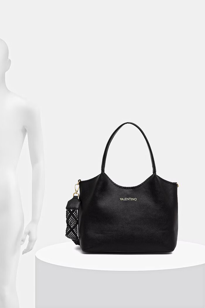 Valentino Bags шопинг чанта дамска от имитация на кожа ALEKSANDRA черна VBS9W901