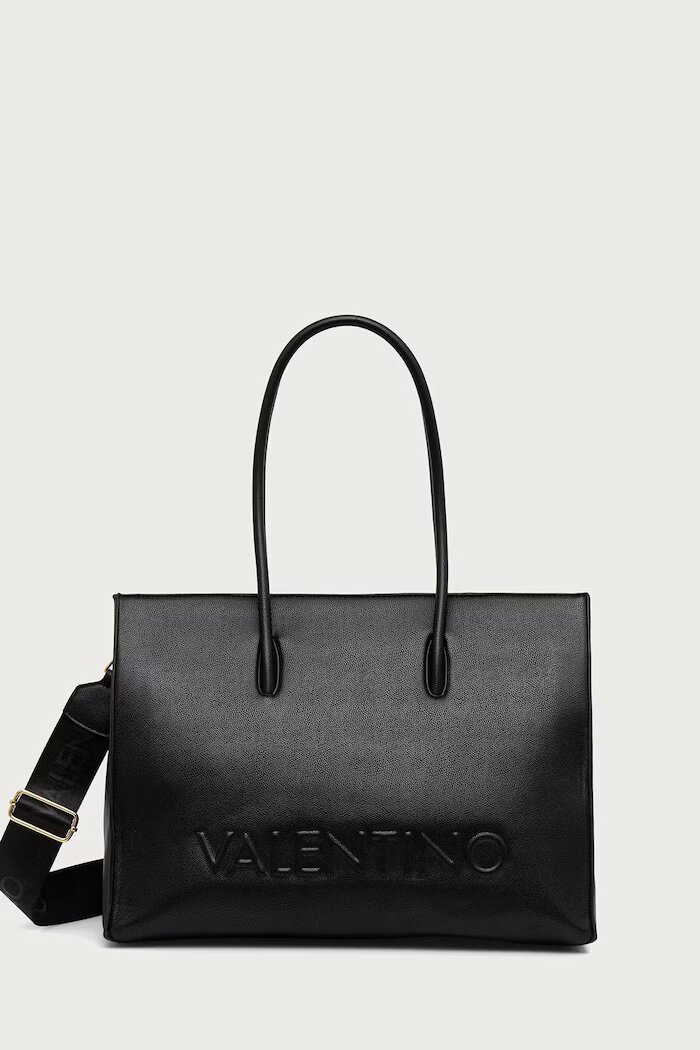 Valentino Bags шопинг чанта дамска от имитация на кожа BIANKA RE черна VBSA9U01