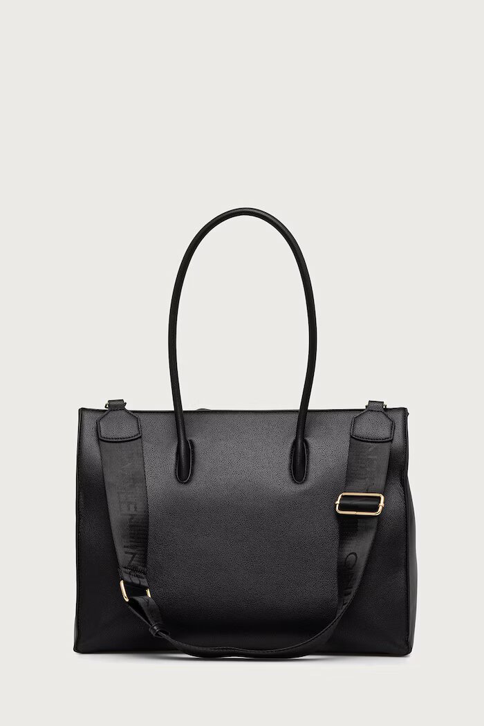 Valentino Bags шопинг чанта дамска от имитация на кожа BIANKA RE черна VBSA9U01