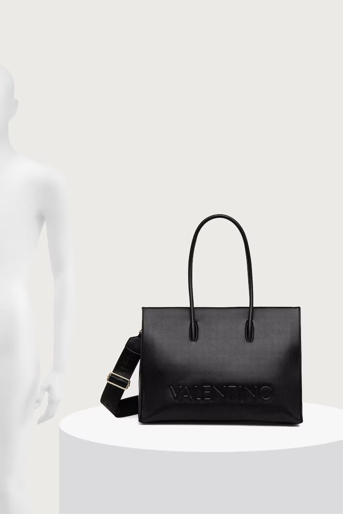 Valentino Bags шопинг чанта дамска от имитация на кожа BIANKA RE черна VBSA9U01