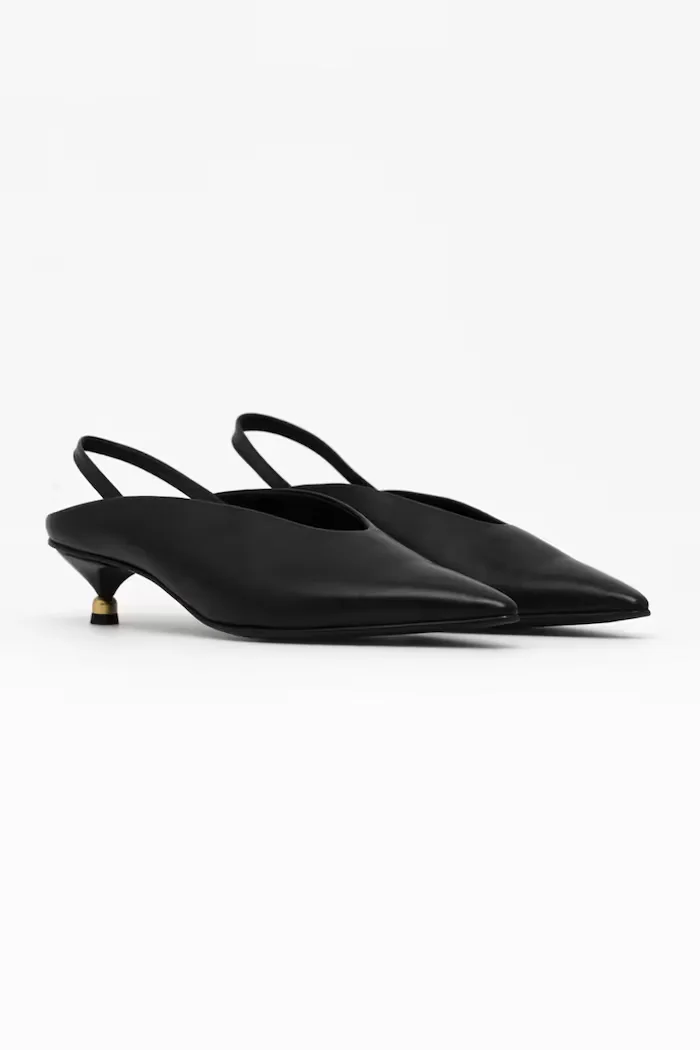 Vanda Novak обувки с дебел ток с нисък ток от кожа Molly Deep Black черни Molly Deep Black