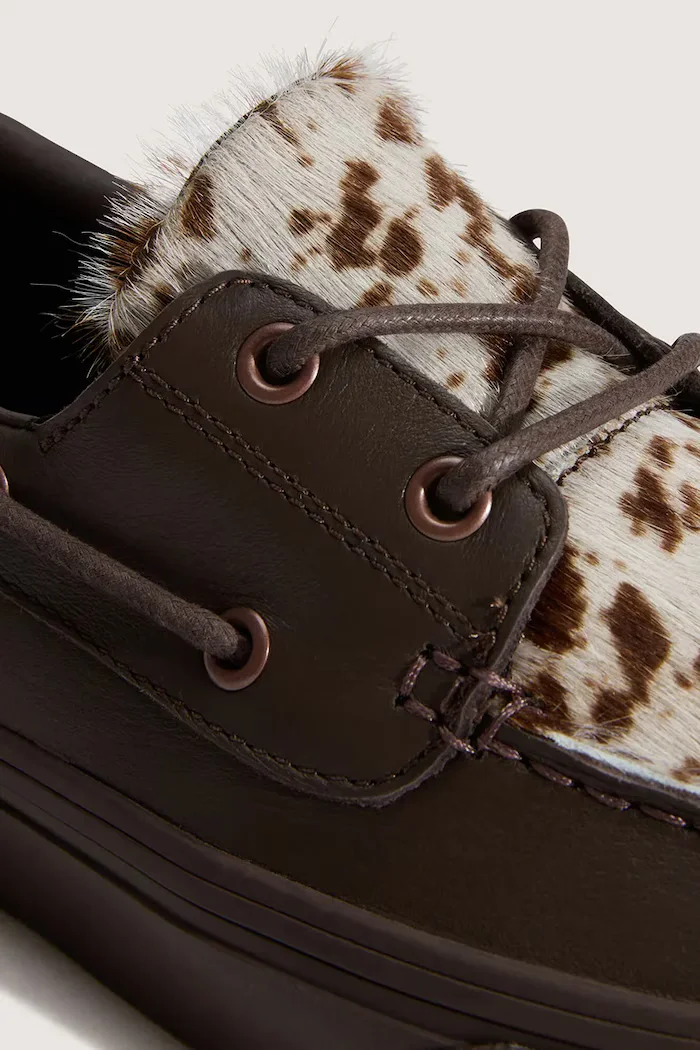 Vans 2-Eyelet Boat Shoe мокасини дамски от кожа кафяви ниски VN000Z96DRB1