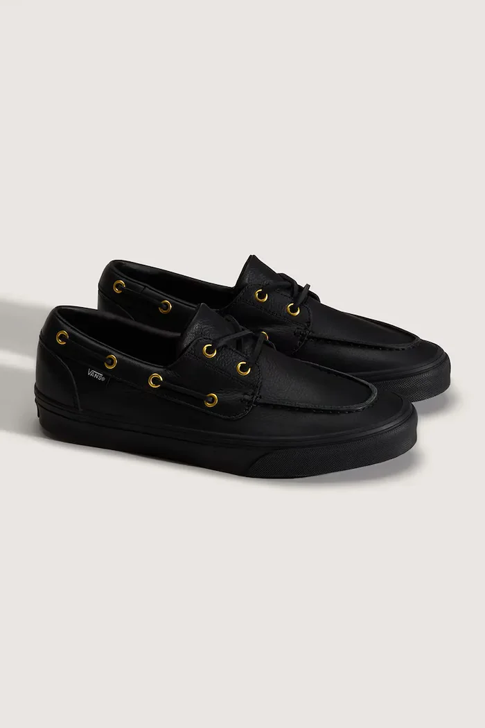Vans 2-Eyelet Boat Shoe ниски кецове от кожа черни ниски VN000Z11CJK1