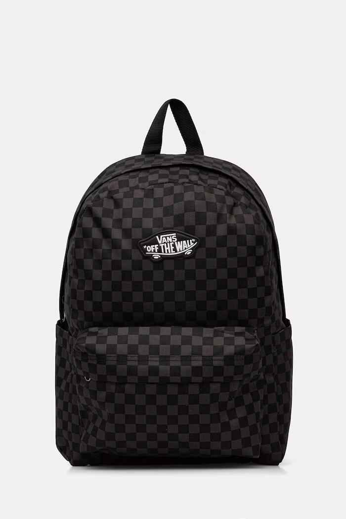 Vans Детска раница Old Skool Grom Check Backpack в черно голям размер с десен VN000J3KBA51