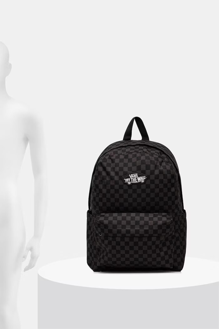 Vans Детска раница Old Skool Grom Check Backpack в черно голям размер с десен VN000J3KBA51