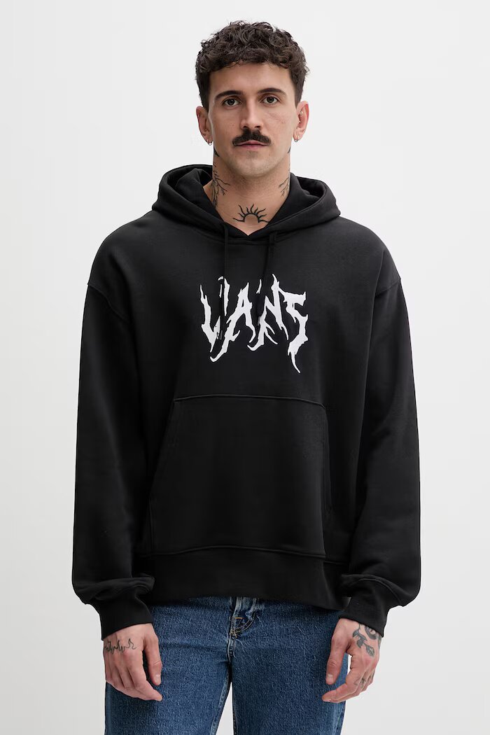 Vans суичър с качулка мъжки от памук черен VN000VY3BLK1