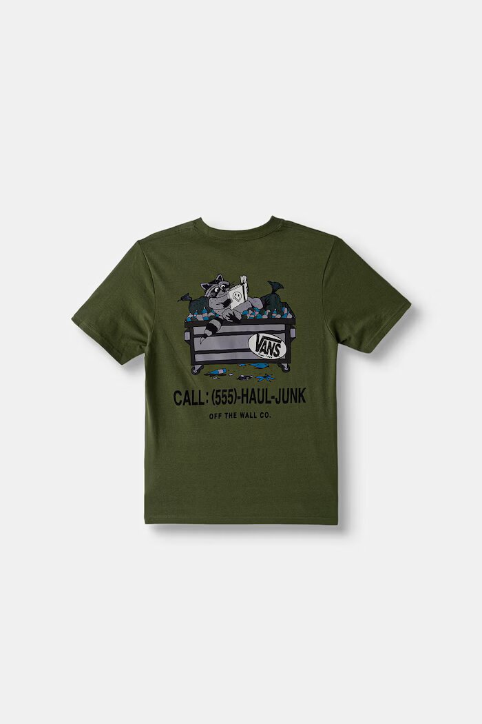 Vans тениска за деца от памук Dumpster Raccoon SS Tee зелена VN000XBQGRK1