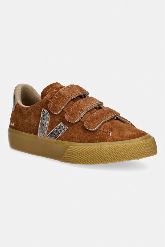 Veja RECIFE LOGO маратонки дамски от велур кафяви RC0321814A
