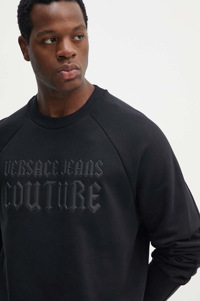 Versace Jeans Couture Памучен суичър в черно с апликация 77GAIL01 CF02L