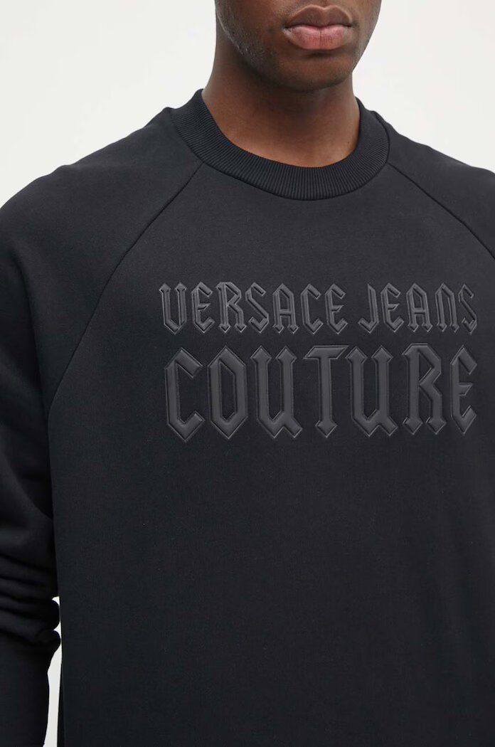 Versace Jeans Couture Памучен суичър в черно с апликация 77GAIL01 CF02L