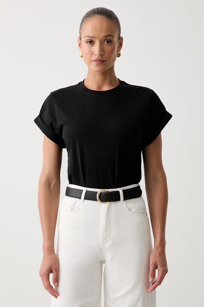 Victoria Beckham тениска дамска от памук Tilly черна 1226JTS007471A