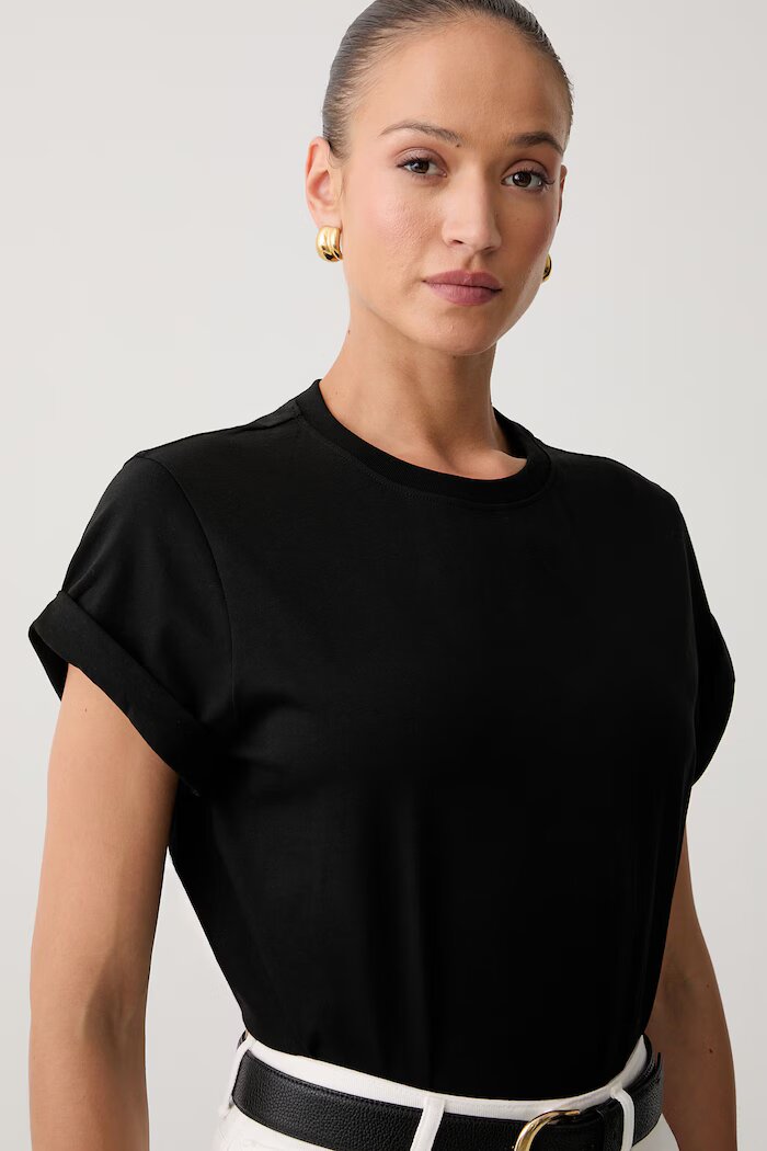Victoria Beckham тениска дамска от памук Tilly черна 1226JTS007471A