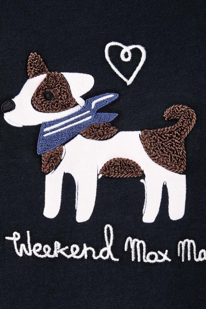 Weekend Max Mara блуза с дълги ръкави дамска от памук с еластан WKDCESTINO тъмносиня 2625946042600