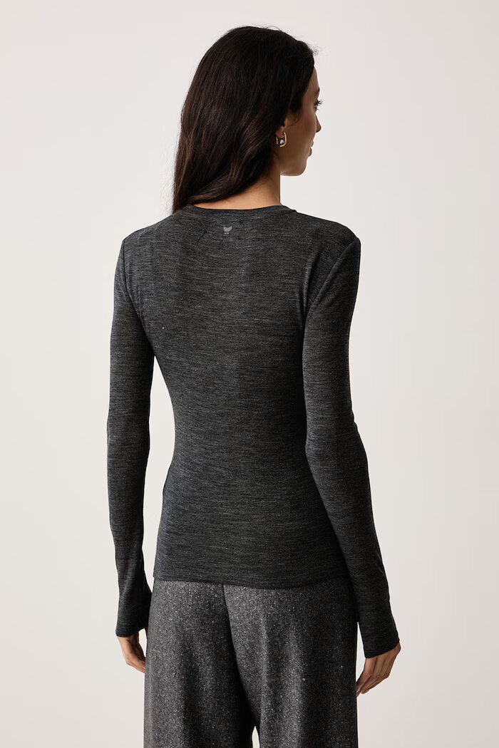 Weekend Max Mara блуза с дълги ръкави дамска с вълна WKDPATTO сива 2625946022600