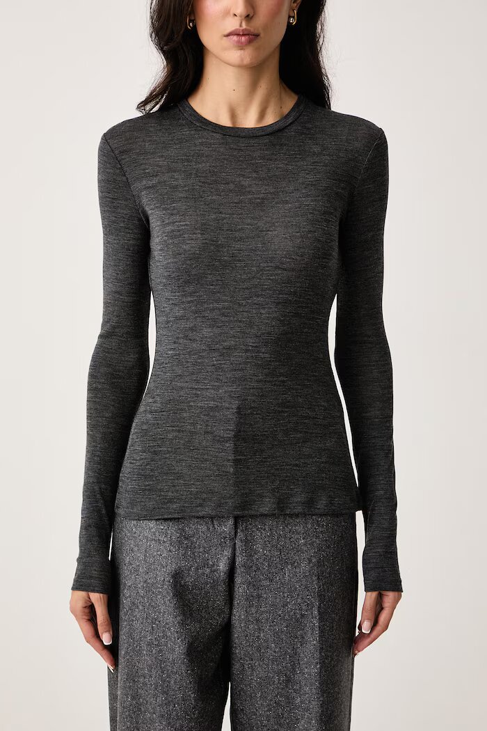 Weekend Max Mara блуза с дълги ръкави дамска с вълна WKDPATTO сива 2625946022600