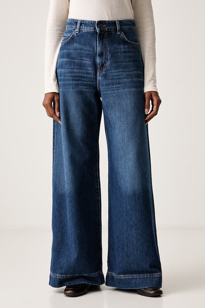 Weekend Max Mara дънки wide leg дамски WKDCIRO тъмносини 2625186032600