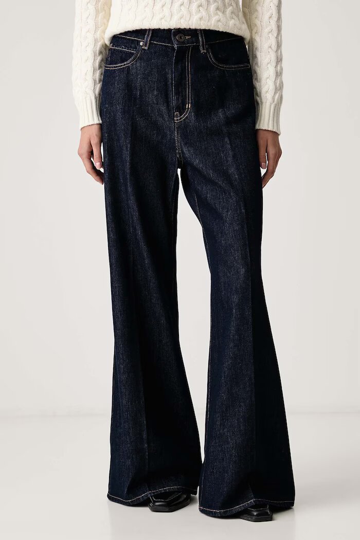 Weekend Max Mara дънки wide leg дамски WKDSPORT тъмносини 2625186022600