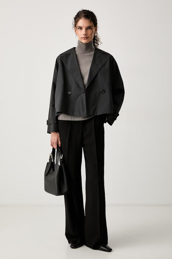 Weekend Max Mara къс шлифер дамски WKDBOERO черен 2625026011600
