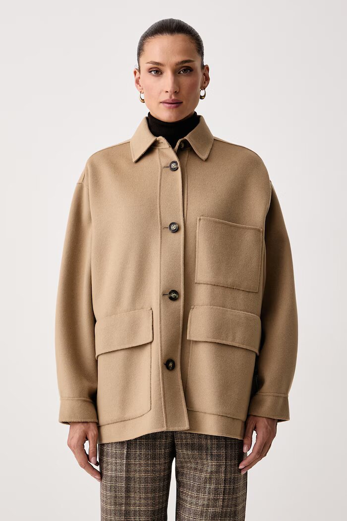 Weekend Max Mara късо палто дамско от вълна WKDFOLK бежово 2625086061600