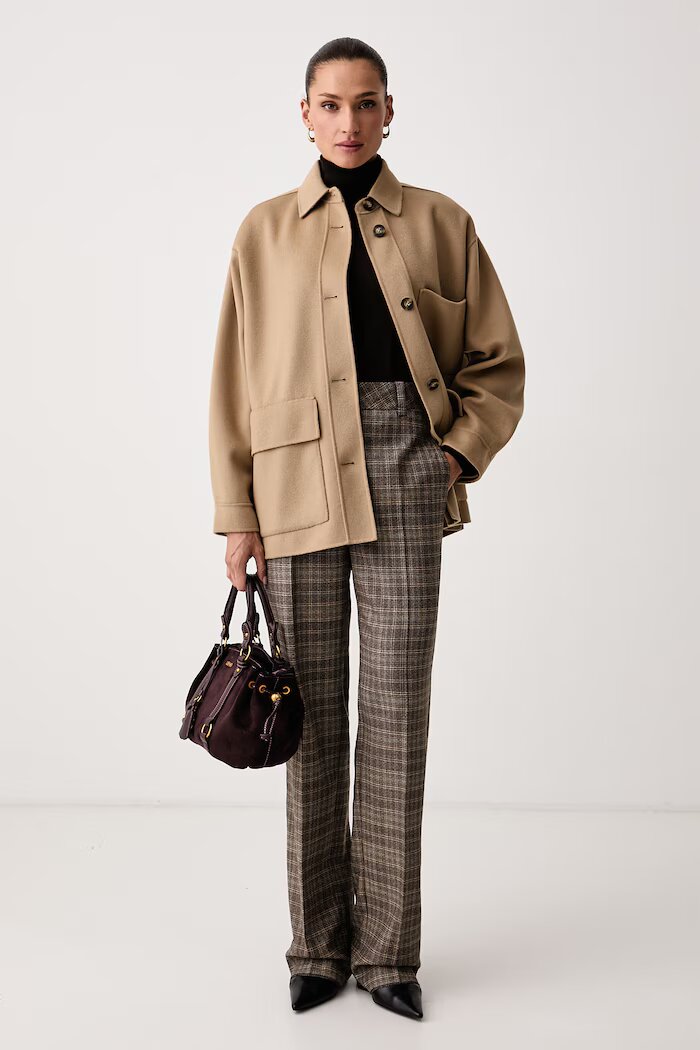 Weekend Max Mara късо палто дамско от вълна WKDFOLK бежово 2625086061600