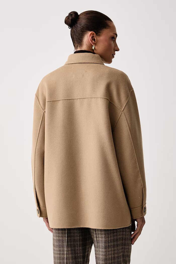 Weekend Max Mara късо палто дамско от вълна WKDFOLK бежово 2625086061600